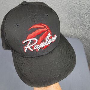 Toronto Raptors Basketball NBA Baseball Cap Hat Youth Script Black Red Snapback